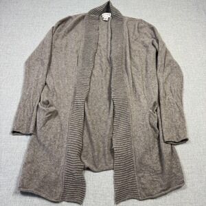 Nanette Lepore 2-Ply Cashmere Cardigan Sweater Womens XL Brown Open Pockets